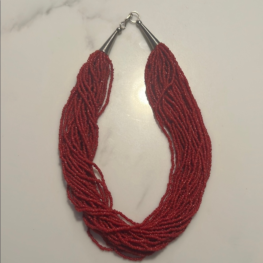 Elegant Red Beaded Necklace - Picture 1 of 1